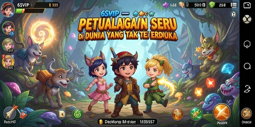 Screenshot utama 6SVIP menampilkan aksi petualangan yang intens.