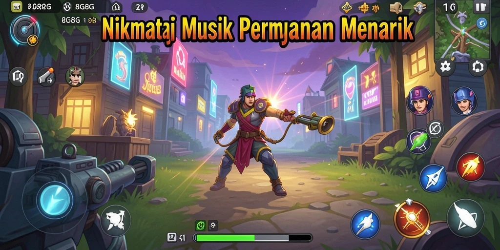 Tampilan gameplay <strong>8G8G</strong> yang menarik dengan berbagai lagu populer.