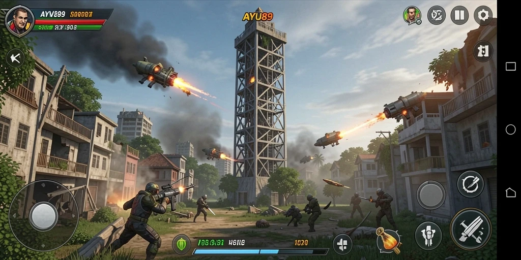 Screenshot AYU89 menampilkan aksi permainan Tower Defense yang seru.