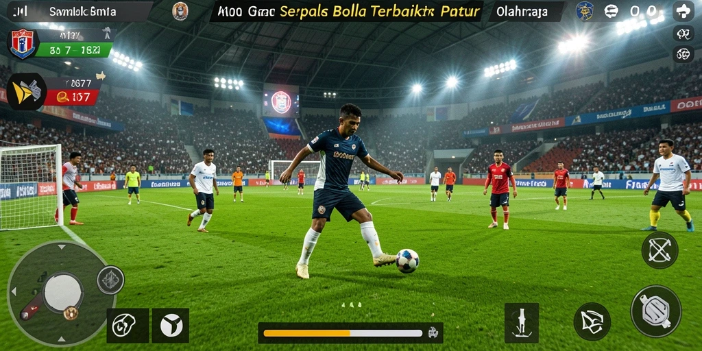 Tampilan gameplay seru dalam C0077 yang menampilkan aksi sepak bola nyata.
