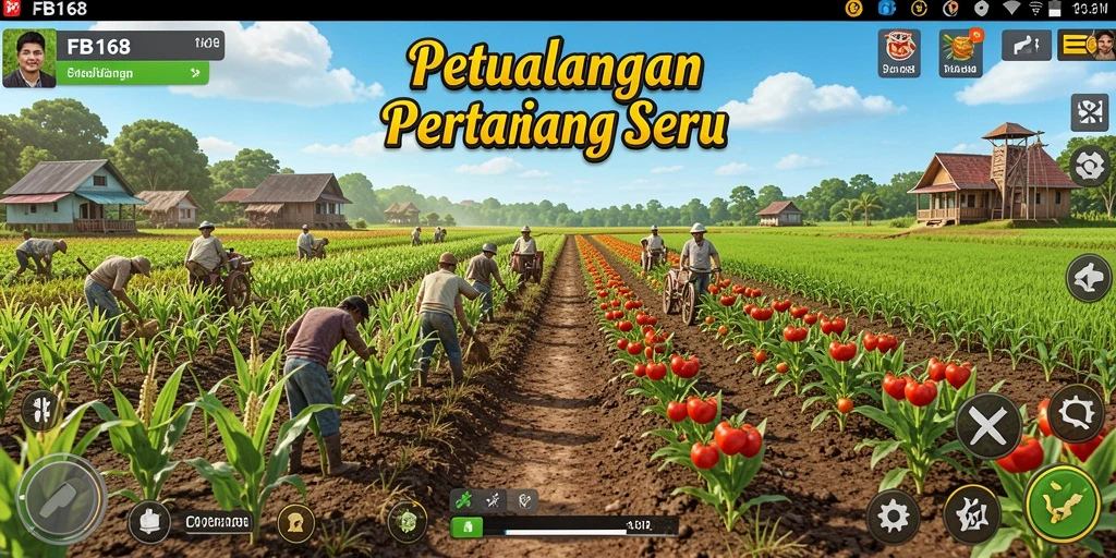Gameplay FB168 menampilkan aktivitas pertanian yang seru dan interaktif.