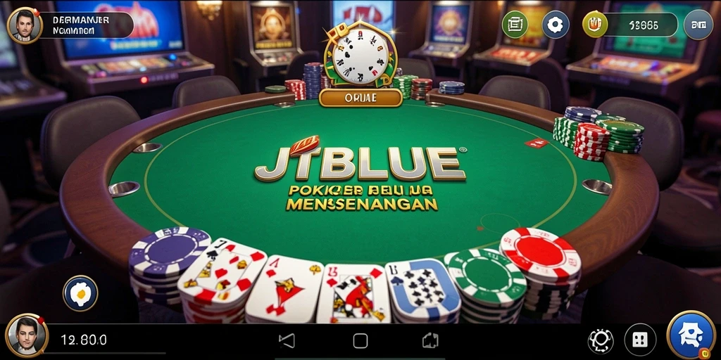 Tampilan screenshot JTBLUE menunjukkan gameplay Poker yang menarik dan interaktif.