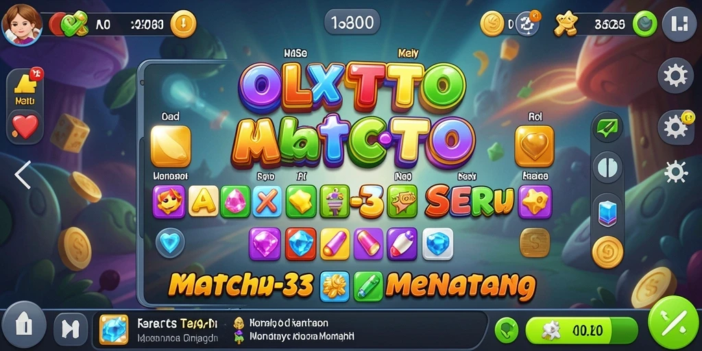 Tangkapan layar gameplay OLXTOTO dengan elemen Match-3 yang menarik.